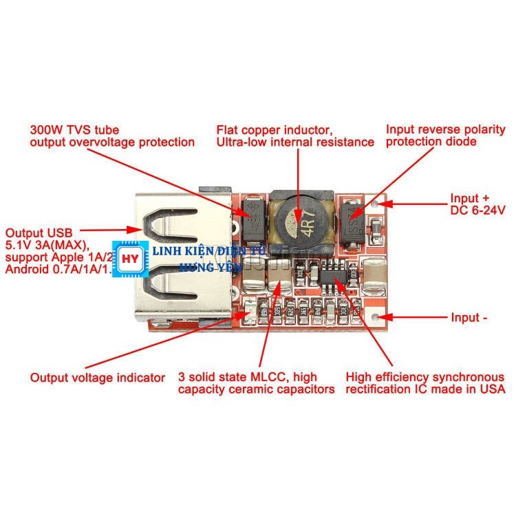 Mạch giảm áp DC-DC 5V 3A cổng USB - Mạch sạc điện thoại 5V 3A - Ảnh 4