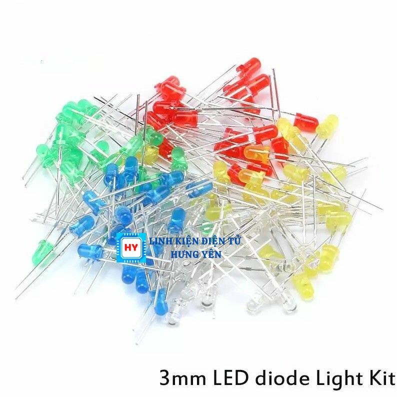 Gói 10 LED Diode F3 F5 3mm/5mm phủ màu đỏ, xanh lá, xanh dương, vàng, trắng - Ảnh 3