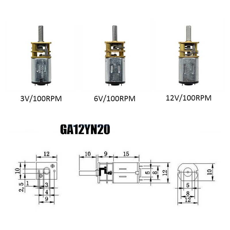 Động cơ giảm tốc bánh răng Micro DC 3V / 6V / 12V Động cơ tốc độ thấp Động cơ giảm tốc Ga12-N20 - Ảnh 6