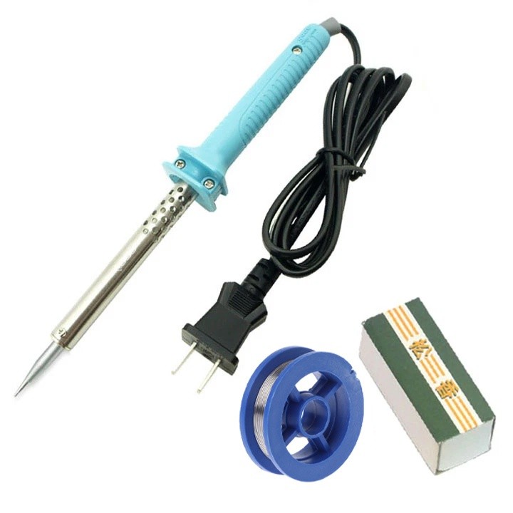 Combo Hàn Thiếc 3 Món Gồm Mỏ Hàn 60W Cuộn Thiếc Hàn Nhỏ Và 1 Hộp Nhựa Thông