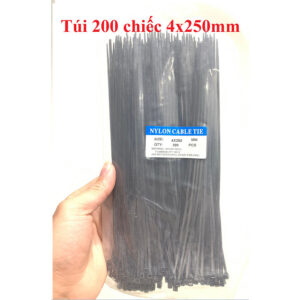 Túi 200 Chiếc Dây Thít, Dây Rút Nhựa 4x250 MM Màu Đen Chất Lượng Cao