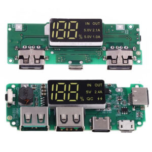 Module Sạc Dự Phòng Mạch Sạc Nhanh QC 5V 2.4A 3 Ngõ Vào Type-C, Lightning, Micro USB Có Màn Hình