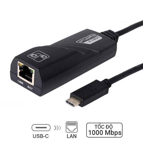 Cáp chuyển Type C ra Lan RJ45 Gigabit Ethernet 1000Mbps cho Laptop Macbook