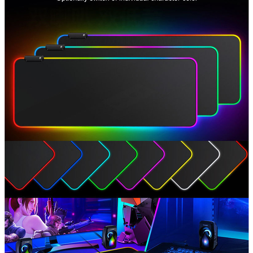 Miếng lót chuột LED RGB Pad chuột chơi game cỡ lớn chống trượt siêu bền siêu đẹp nhiều kích thước - Ảnh 2