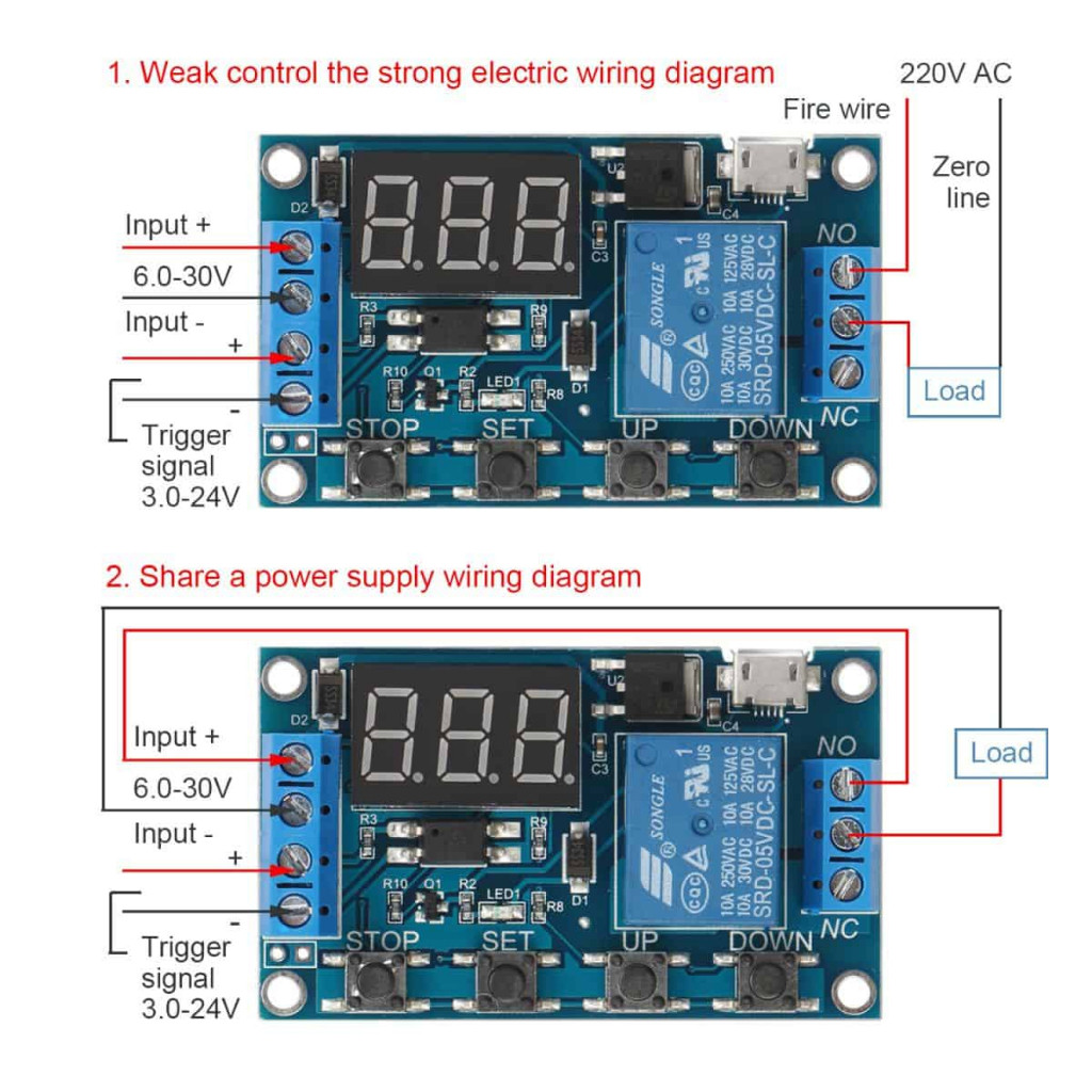 Mạch tạo trễ theo chu kỳ đóng ngắt relay 0 giây - 999 phút JZ-801 Mạch rửa tay - Ảnh 5