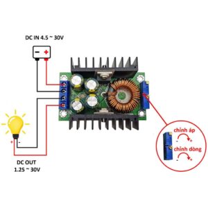 Mạch hạ áp, mạch giảm áp, mạch buck 10A có chỉnh dòng 100W - 200W