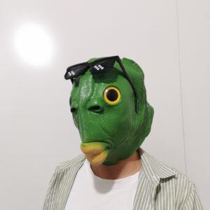 Green Fish Man - Mặt nạ đầu cá quái vật - Mặt nạ đầu động vật cao su - Mặt nạ xanh