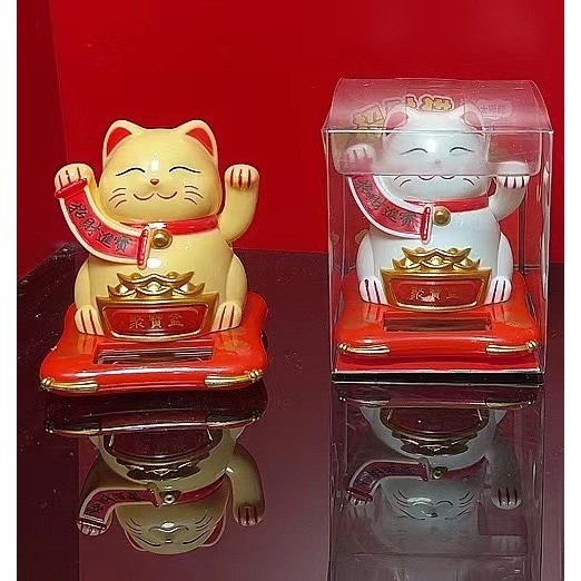 Mèo thần tài vẫy tay gọi tài lộc - Sử dụng ánh sáng đèn, năng lượng mặt trời - Trang trí xe hơi, quà tặng - Ảnh 2