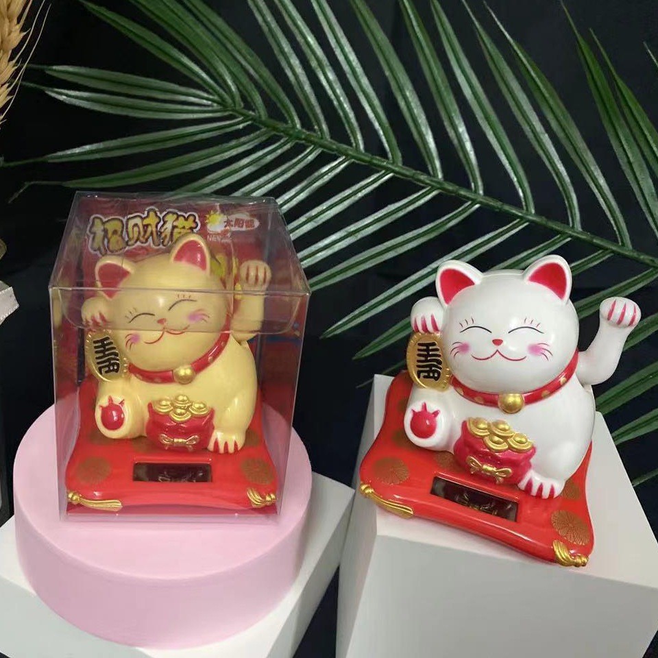 Mèo thần tài vẫy tay gọi tài lộc - Sử dụng ánh sáng đèn, năng lượng mặt trời - Trang trí xe hơi, quà tặng - Ảnh 7