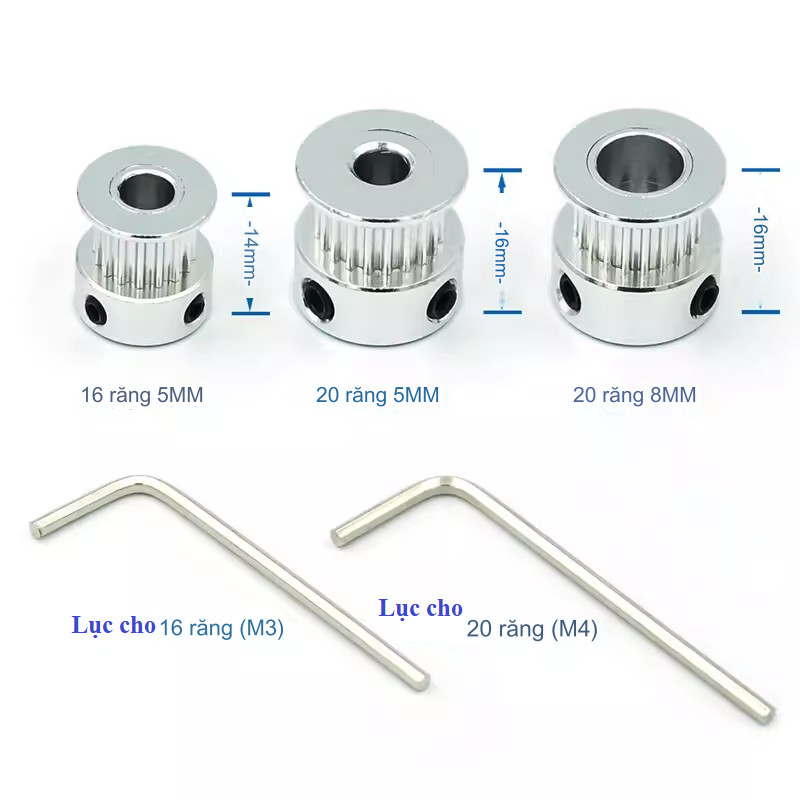 Bánh Răng 2GT 20 Răng 16 Răng Lỗ 5mm 8mm - Pulley GT2 - Bánh Răng Truyền Động 2GT