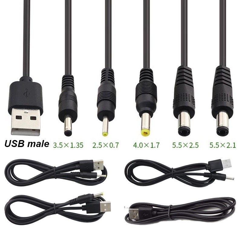 Combo 5 Cáp USB DC 2.0mm 3.5mm 5.5mm - Cáp nguồn USB - Cáp sạc - Cáp nguồn 5V - Cáp bộ chuyển đổi - Ảnh 2