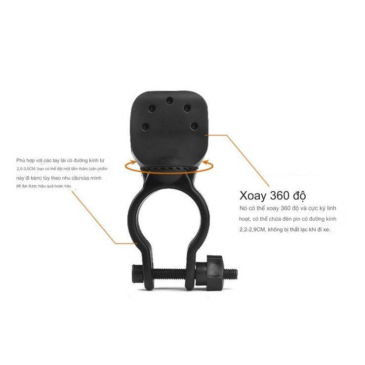 Bộ Kẹp Đèn Xe Đạp - Chân Đế Kẹp Đèn Xe Đạp 360 độ - Đèn Pin Cho Xe Đạp - Ảnh 3