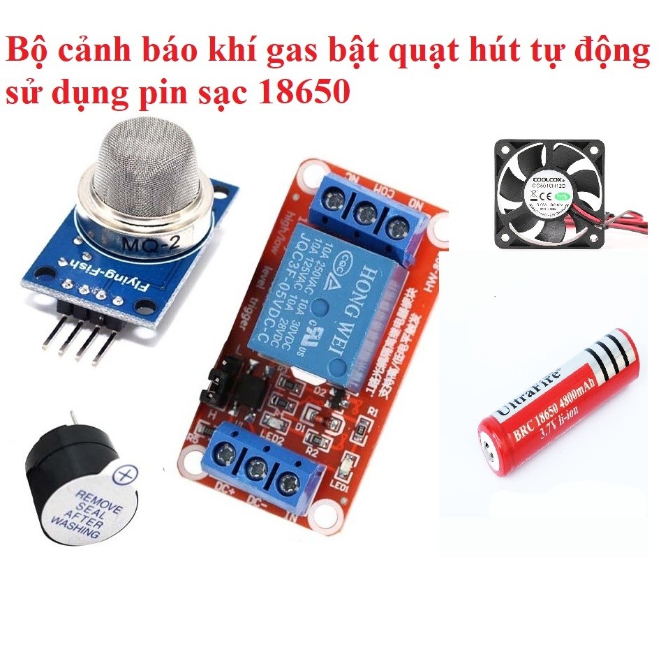 Bộ Cảnh Báo Khí Gas - Cảnh Báo Khói - Cảnh Báo Cháy - Cảnh Báo Còi Bật Quạt Hút Tự Động