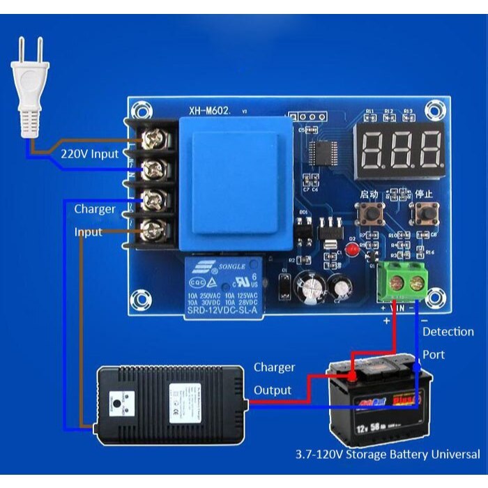 Mạch Sạc Acquy Tự Động XH M602 - Mạch Điều Khiển Sạc Acquy Tự Ngắt XH-M602 3.7 - 120V - Ảnh 2