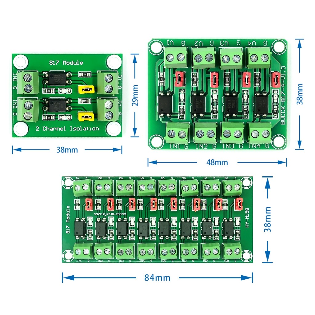 Bảng Mạch Cách Ly Quang PC817 2 4 8 Kênh 3.3V Sang 5V 3.6-30V - Ảnh 4