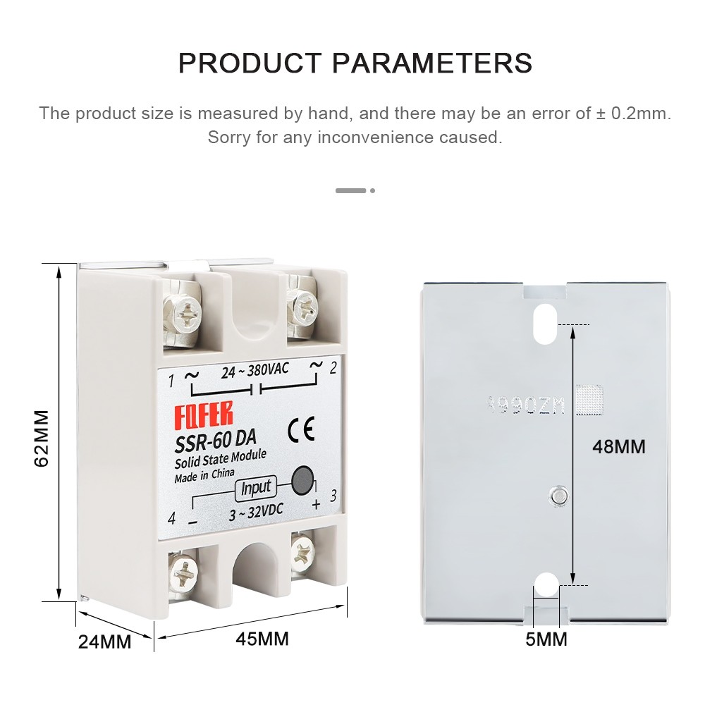 Relay Bán Dẫn Solid State Rơ-le SSR-10DA / SSR-25DA / SSR-30DA / SSR-40DA (DC-AC) - Ảnh 5