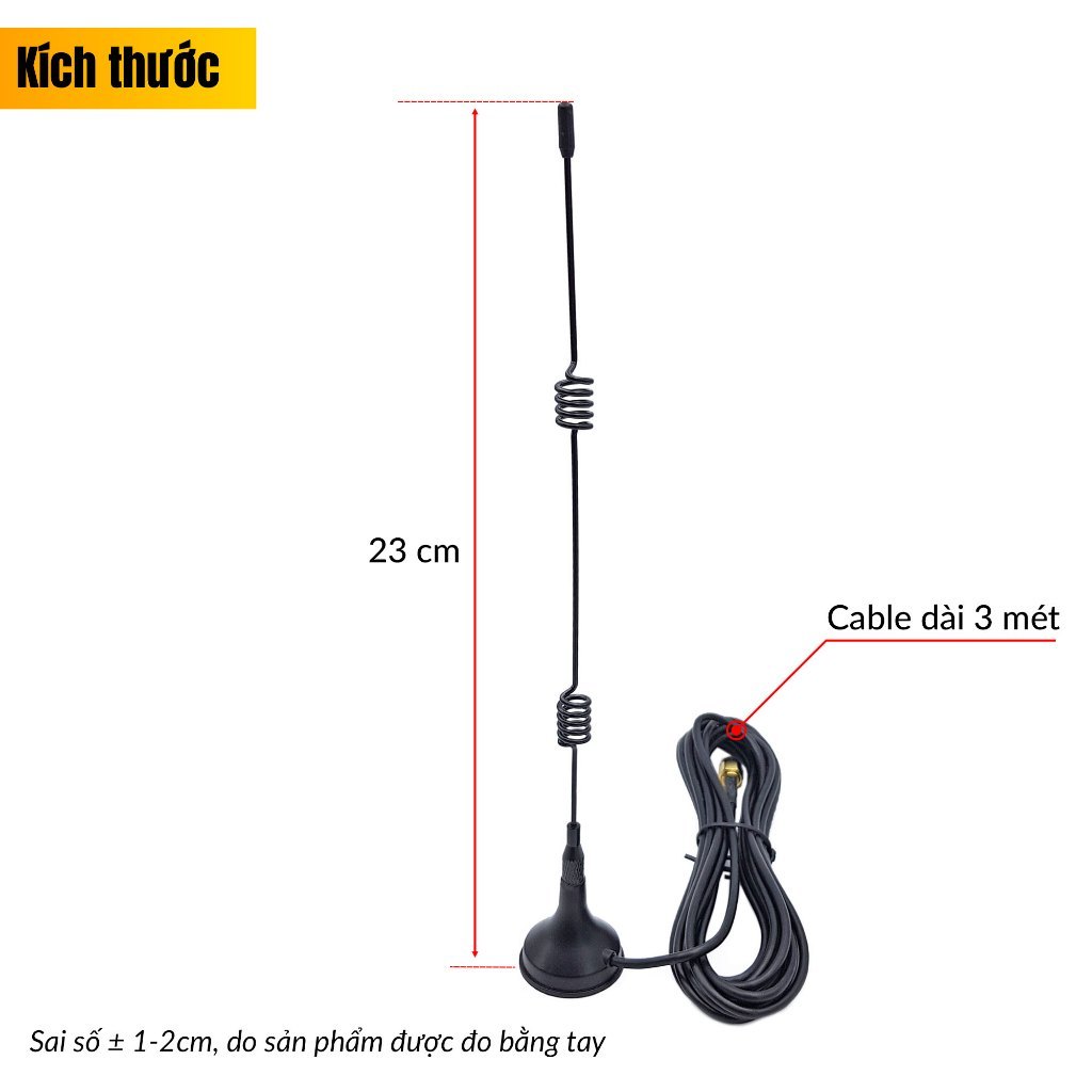 Anten Wifi 2.4Ghz 7dBi RP-SMA Male Anten Wifi Bluetooth ZigBee 2.4Ghz SMA 7dBi 23cm - Ảnh 2