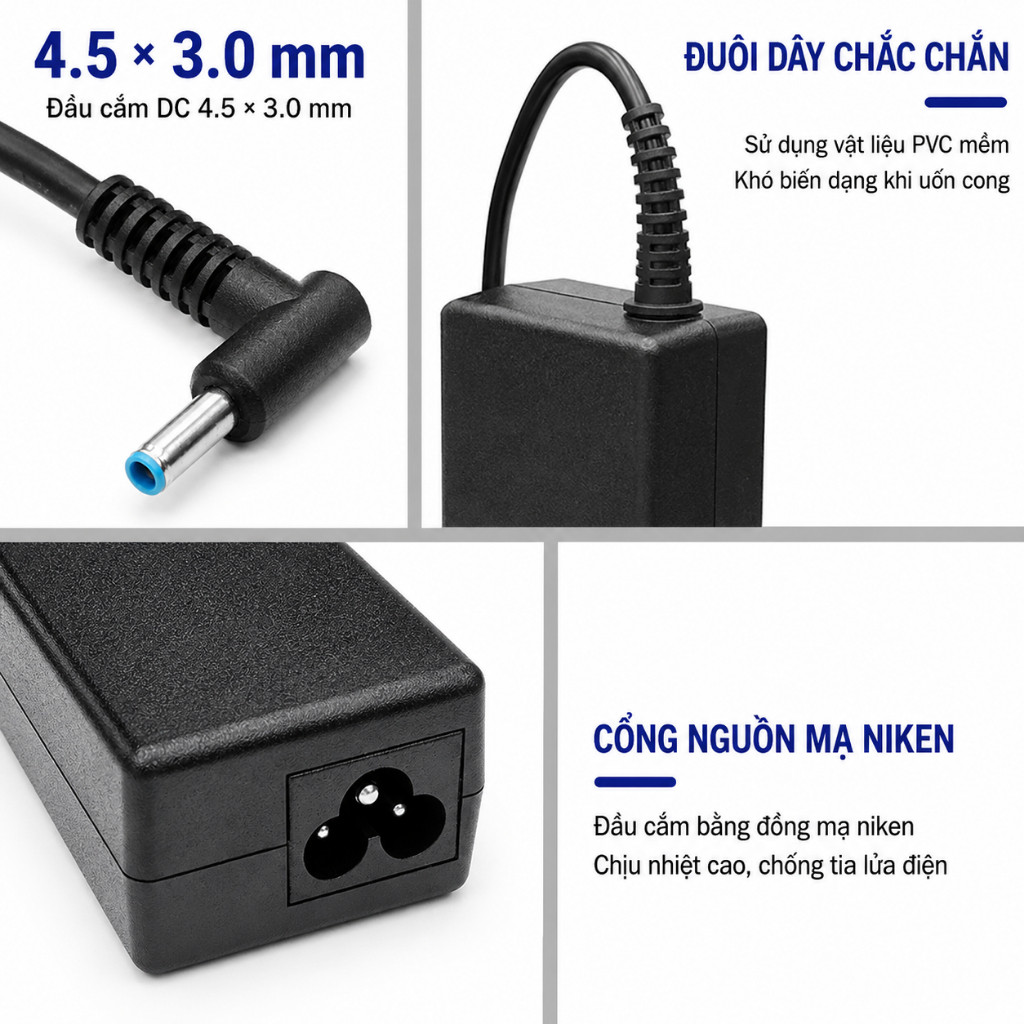 Adapter Sạc Laptop HP 65W 19.5V 3.33A Đầu Kim Xanh 4.5×3.0mm – Nguồn Thay Thế Cho Laptop HP - Ảnh 2